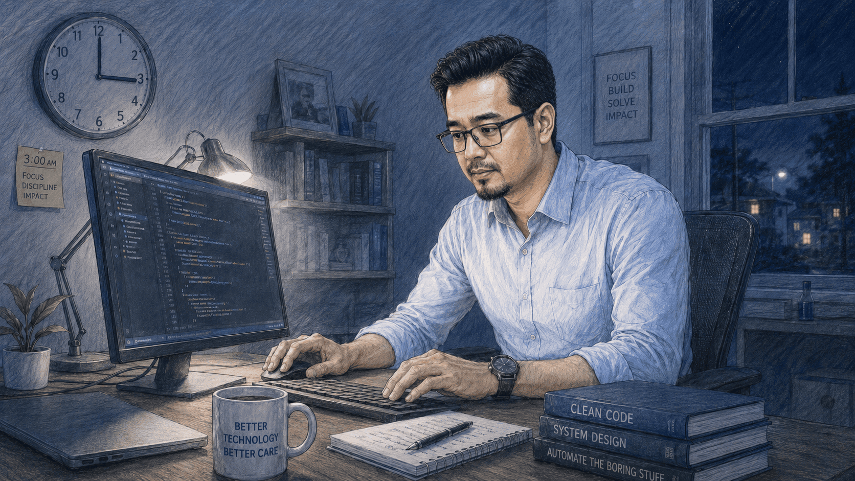 dr Ferdi Iskandar menulis catatan di meja kerja
